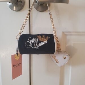 NWT JUICY COUTURE BLACK THE KEY TO JUICY HEART SHAPED MIRROR DANGLE WRISTLET